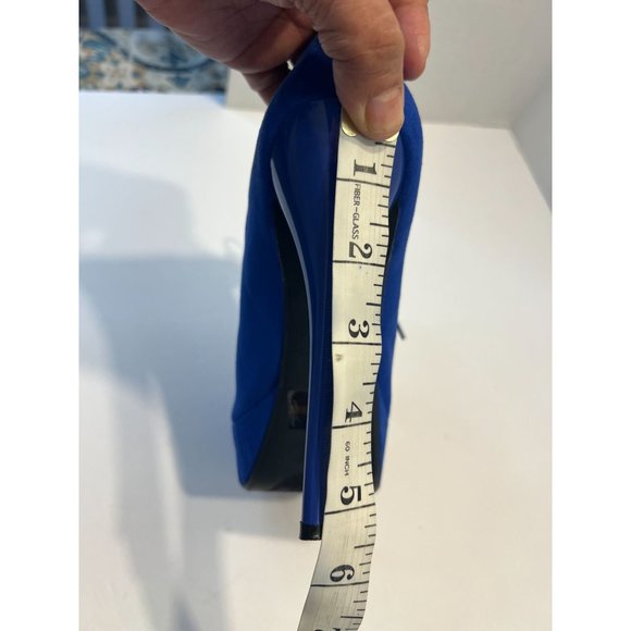 Qupid Platform Dazzling Cobalt Blue Suede Shoes - Picture 13 of 13